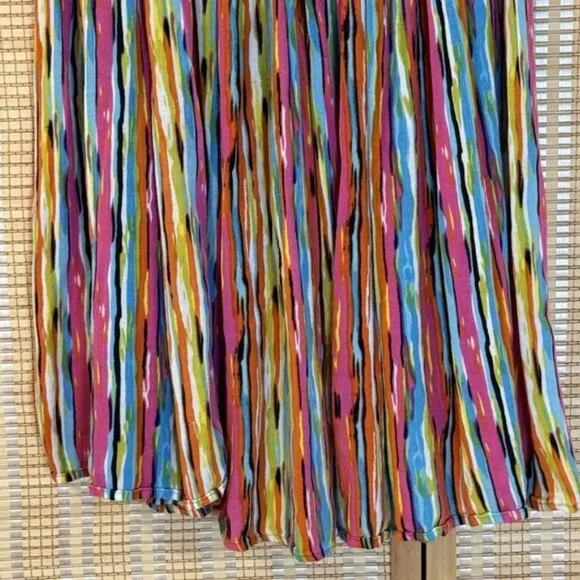New Directions Womens M Maxi Skirt Striped Lagenlook Arty Boho Whimsical Flowy - Picture 3 of 8